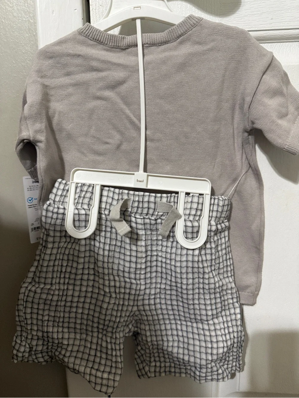 Carter's Little One Short Sleeve Sweater Set in Light Gray and White